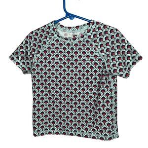 Tea Collection Girls Short Sleeve Geometric Print Rash Guard Swim Top Size 8